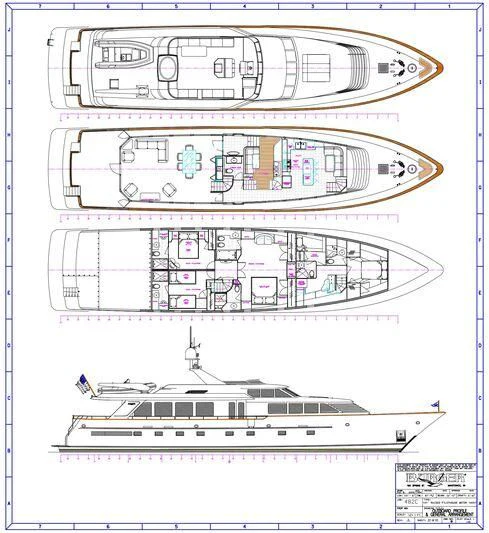 diagram, engineering drawing aboard SEAQUEL Yacht for Sale