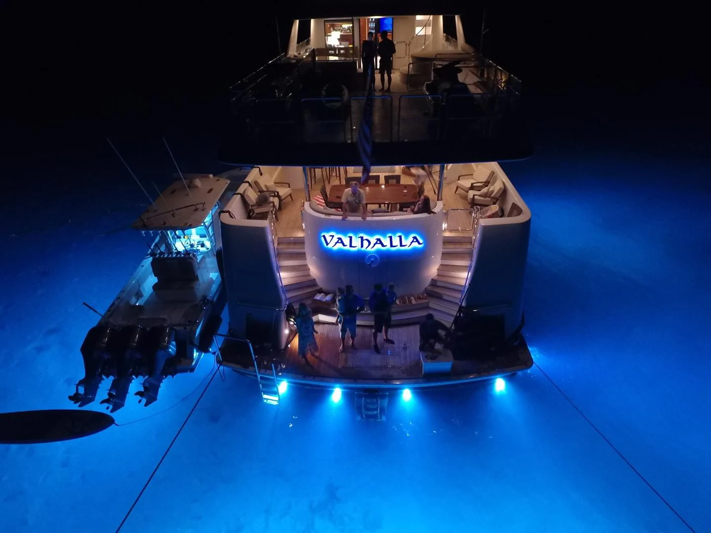 a large satellite in space aboard GOOD TIMES Yacht for Sale