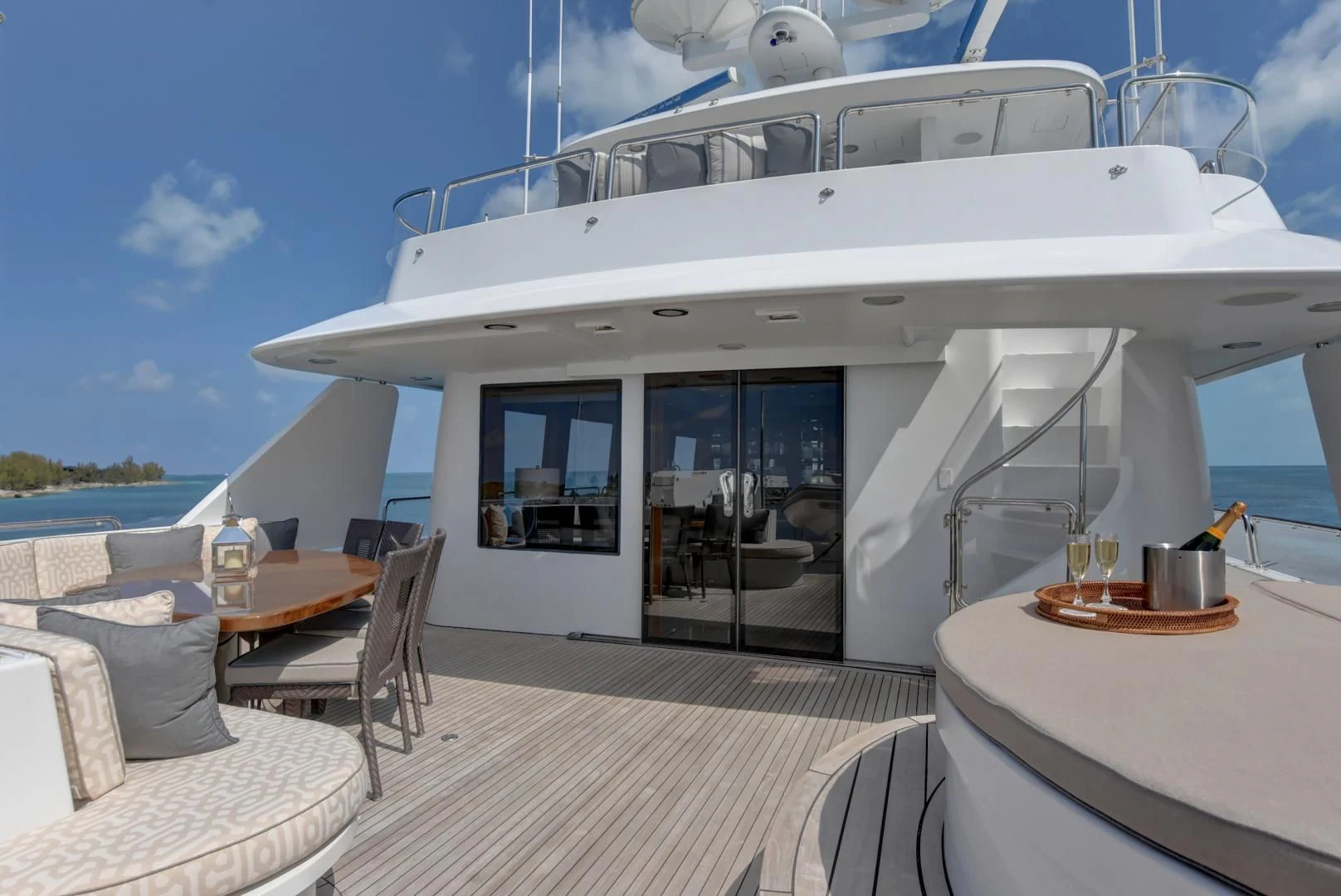 a large white boat on a boat aboard GOOD TIMES Yacht for Sale