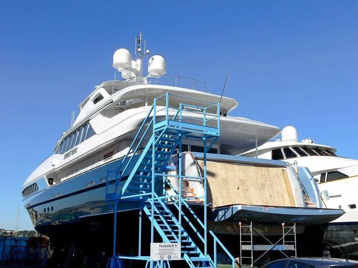 a large white ship aboard KING LOUIS Yacht for Sale