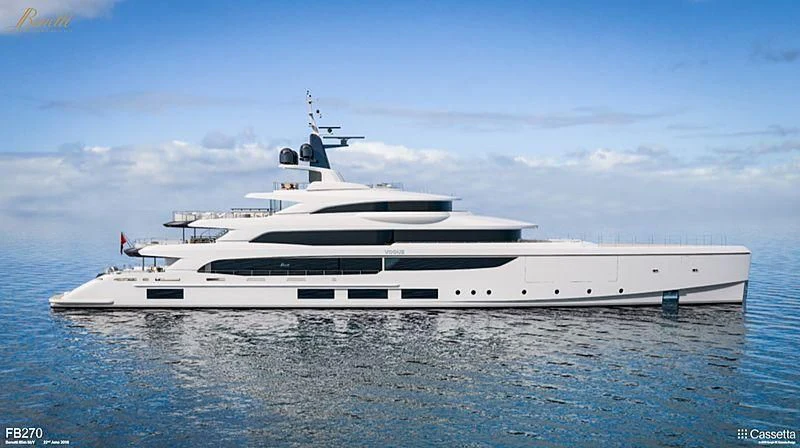 a white yacht in the water aboard TRIUMPH Yacht for Sale