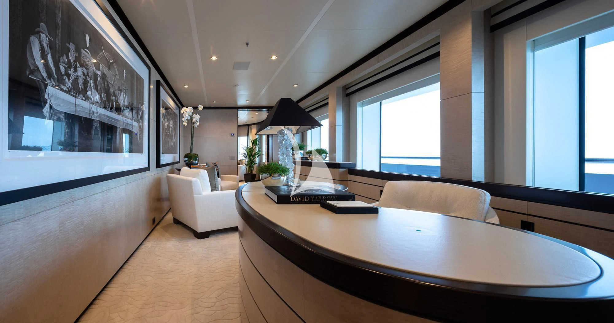 a large modern office aboard TRIUMPH Yacht for Sale