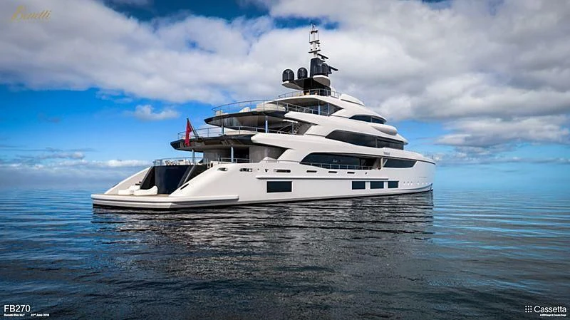 a white yacht in the water aboard TRIUMPH Yacht for Sale