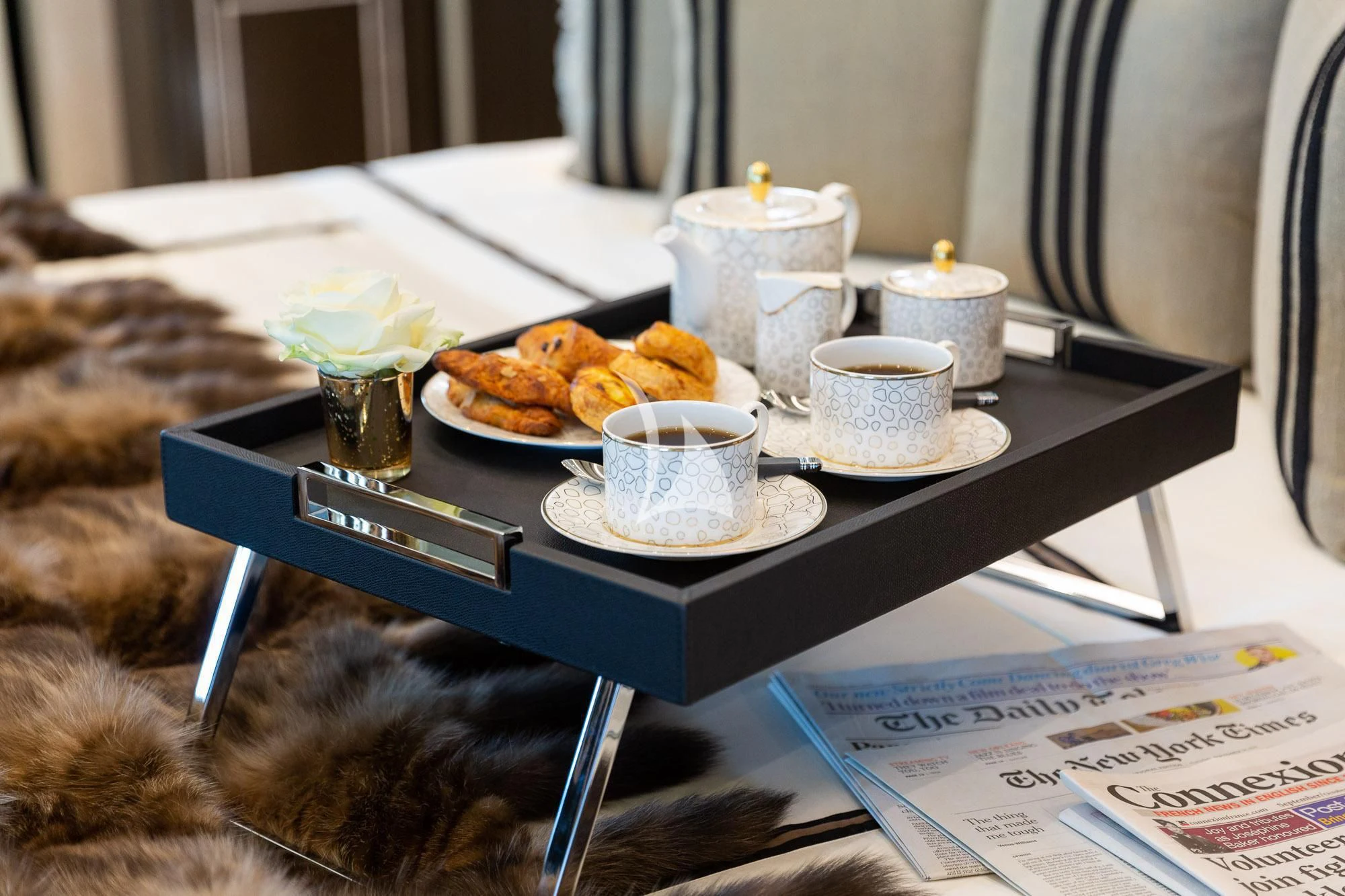 a tray of breakfast aboard TRIUMPH Yacht for Sale