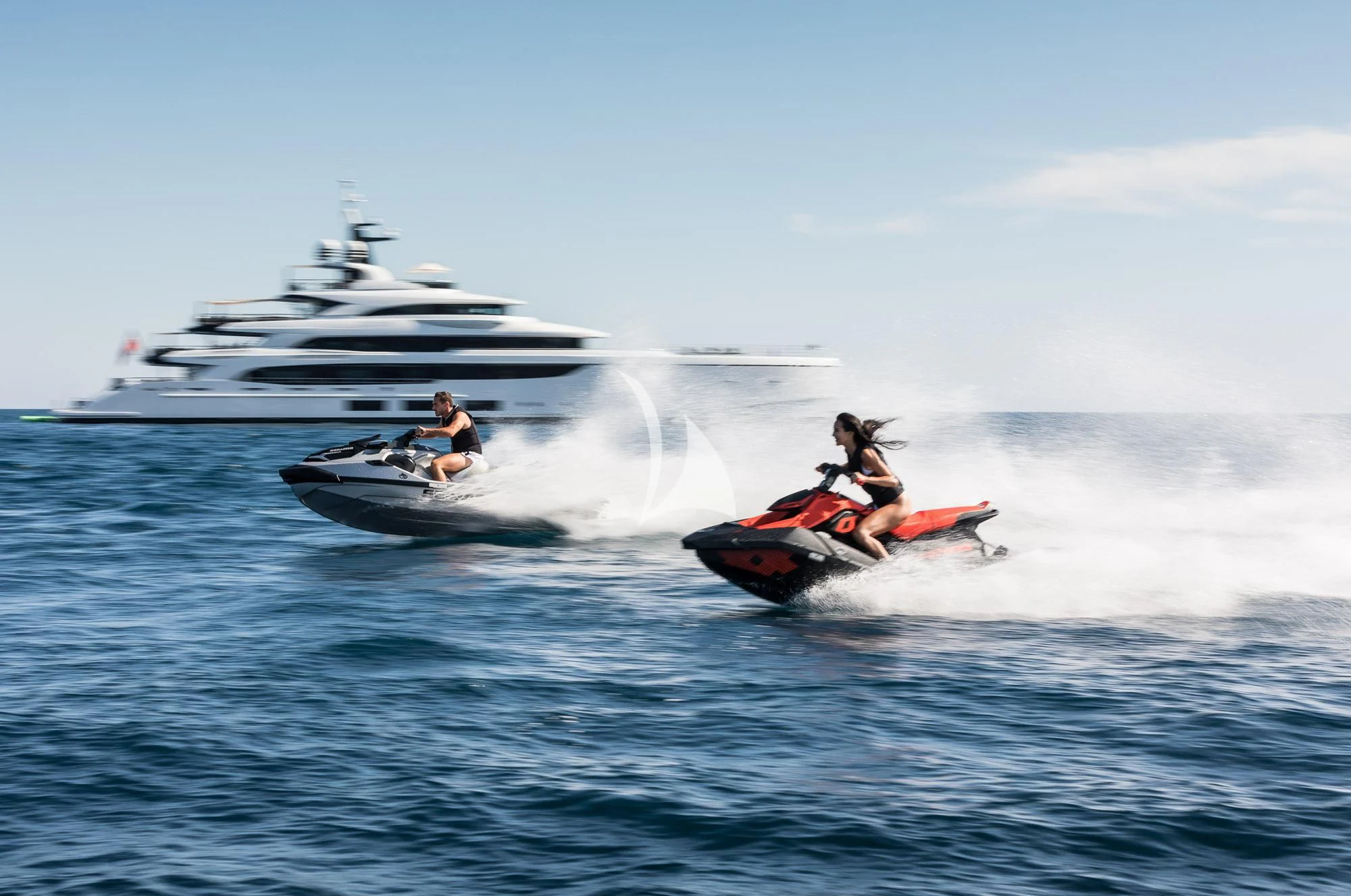 a couple of people in a boat aboard TRIUMPH Yacht for Sale