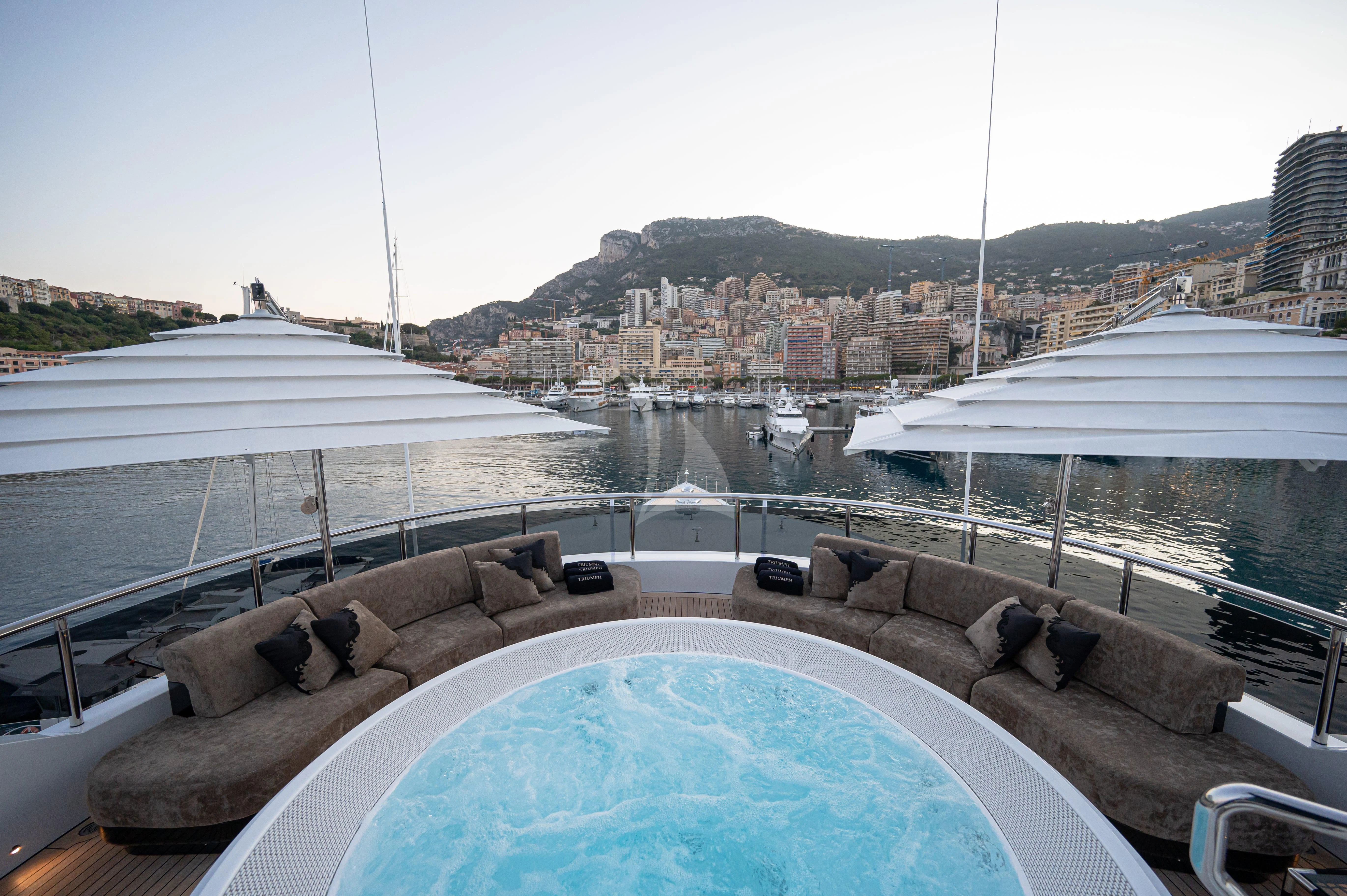 a large swimming pool aboard TRIUMPH Yacht for Sale