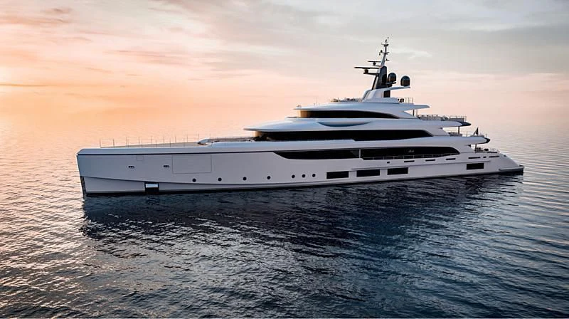 a white yacht in the water aboard TRIUMPH Yacht for Sale
