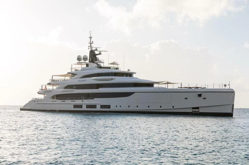 a large white yacht aboard TRIUMPH Yacht for Sale