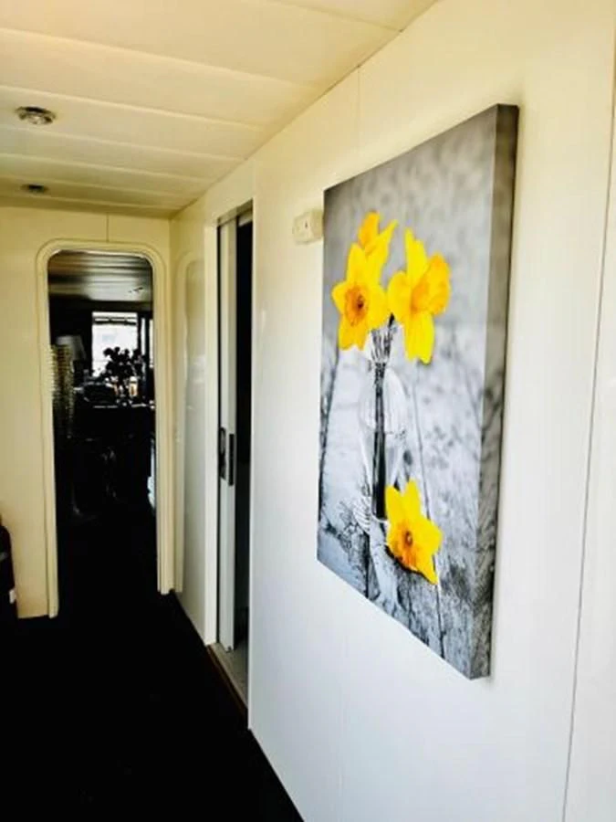 a wall with yellow flowers aboard SILVER SPIRIT II Yacht for Sale