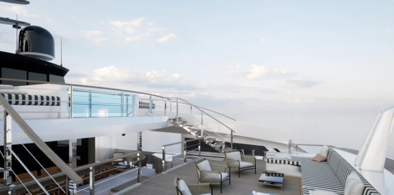 a deck of a ship aboard BEL 1 Yacht for Sale