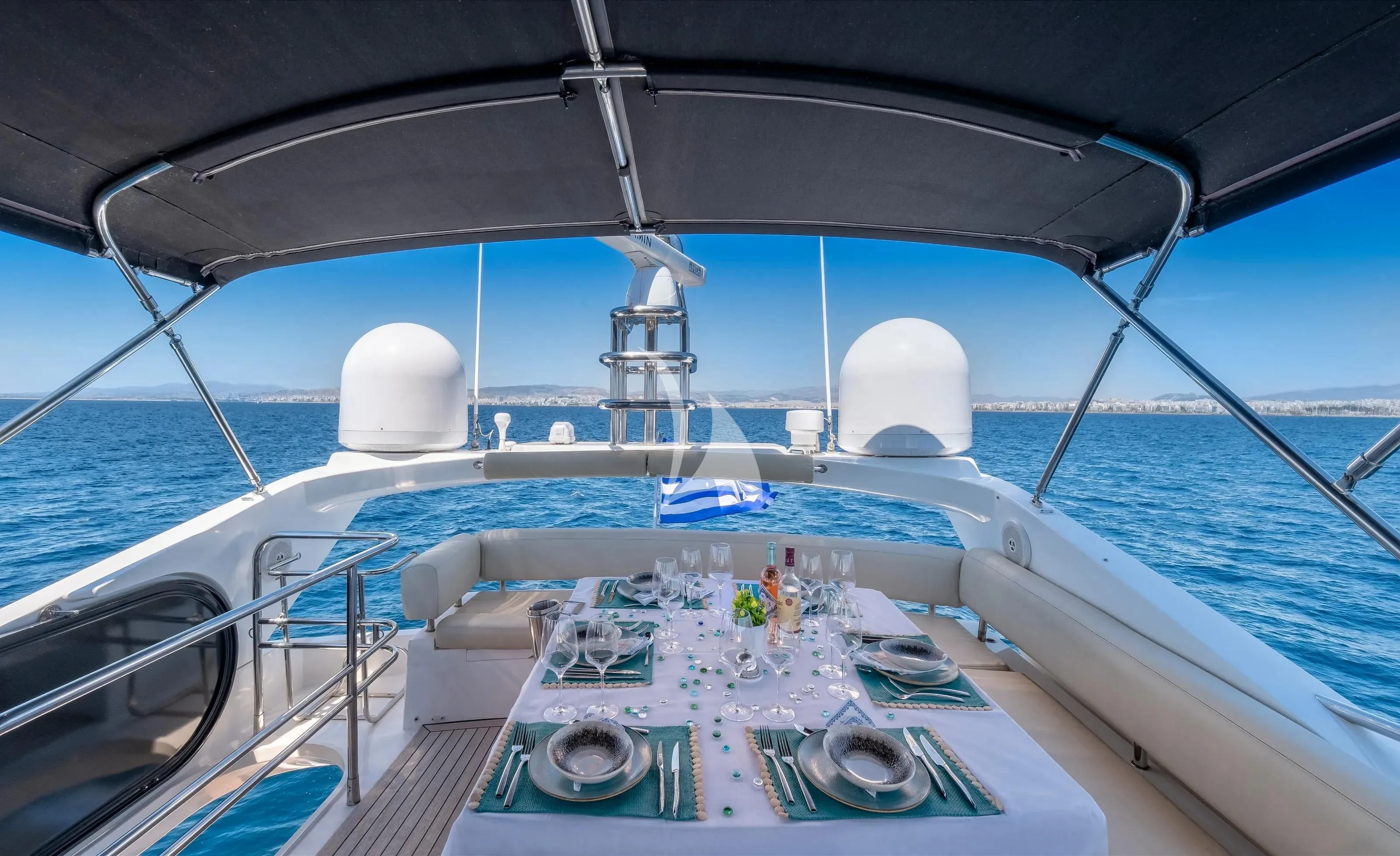 a boat with a map on the front aboard POLPO Yacht for Charter