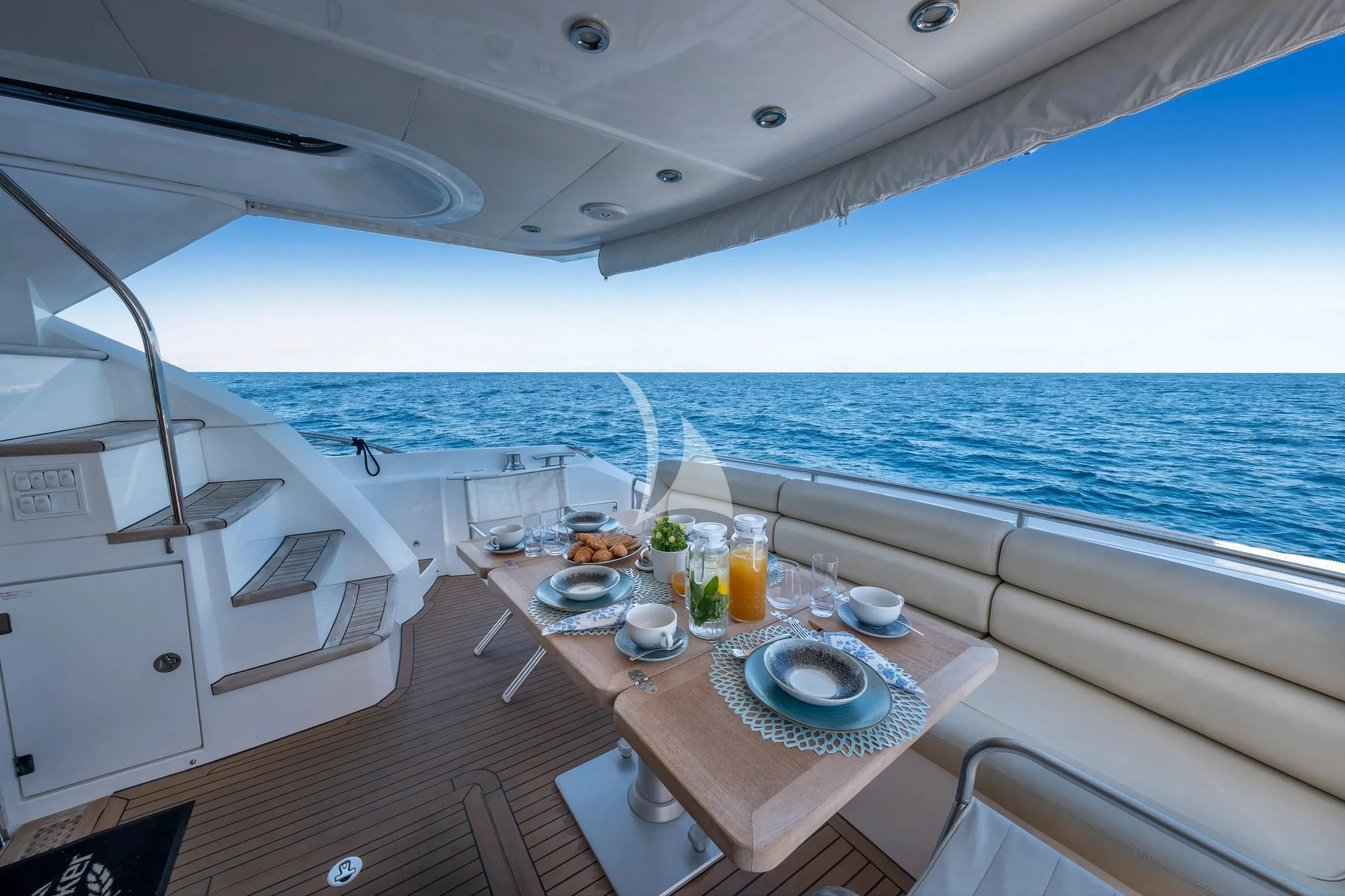 a table on a boat aboard POLPO Yacht for Charter