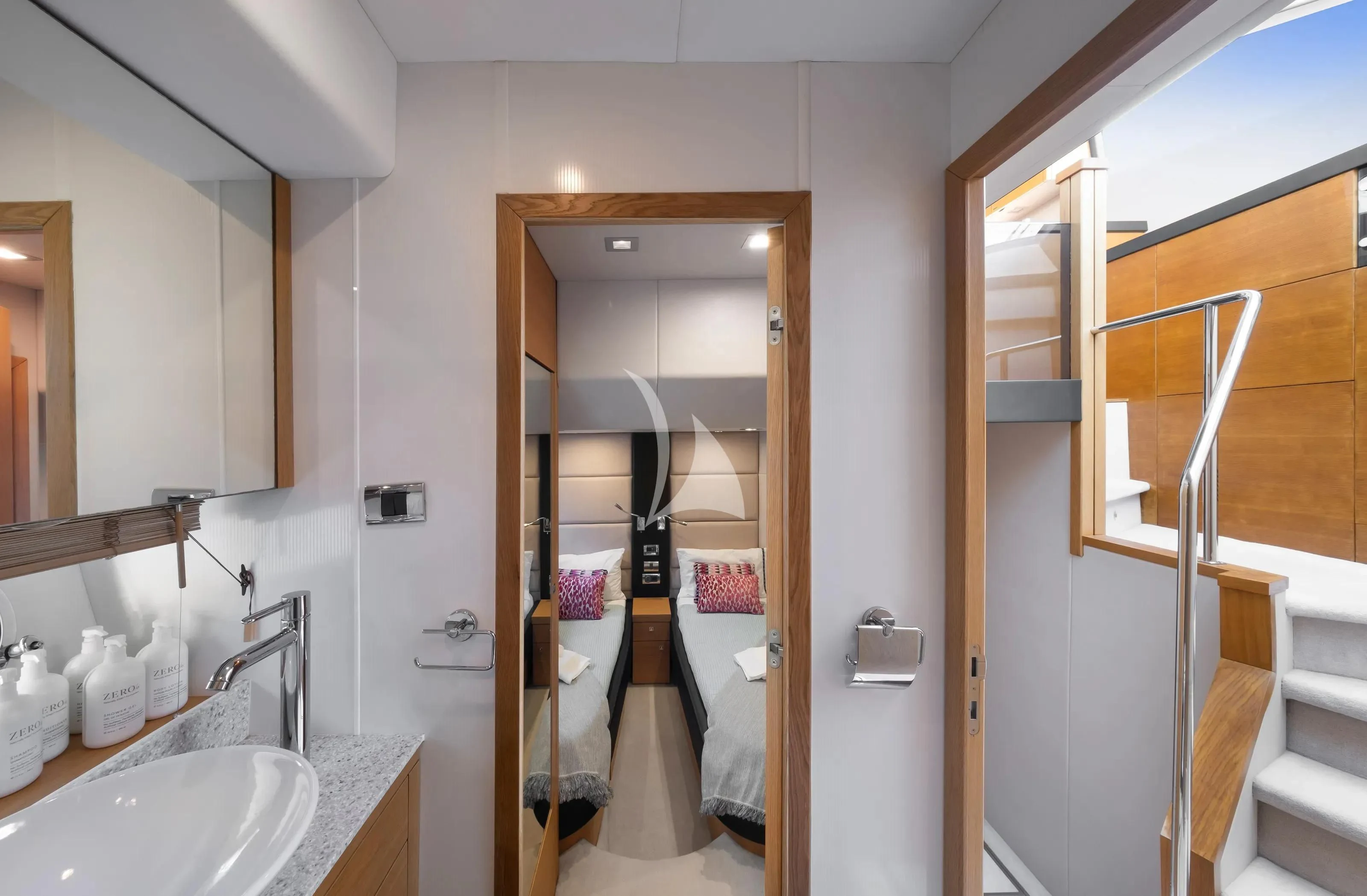 a bathroom with a standup shower aboard POLPO Yacht for Charter