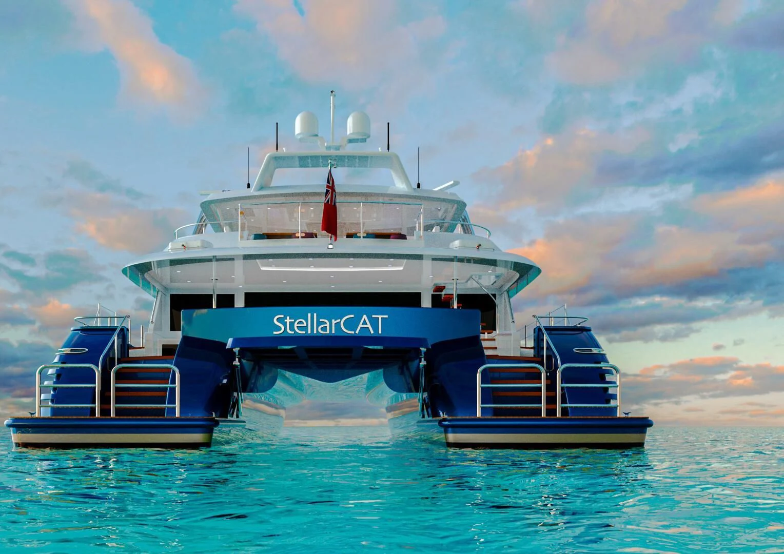 a large boat in the water aboard STELLARCAT AL2502 Yacht for Sale