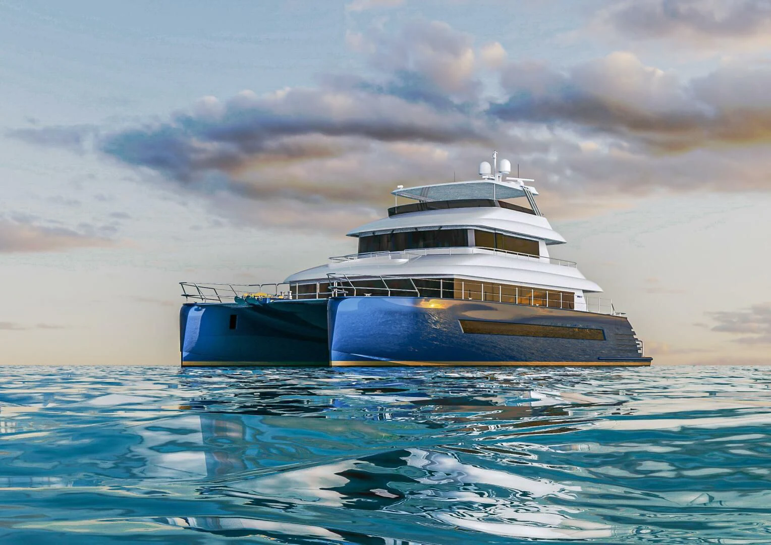 a boat in the water aboard STELLARCAT AL2502 Yacht for Sale