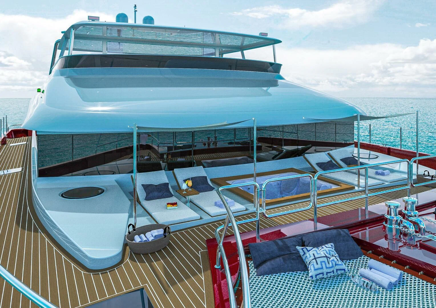 a deck of a boat aboard STELLARCAT AL2502 Yacht for Sale