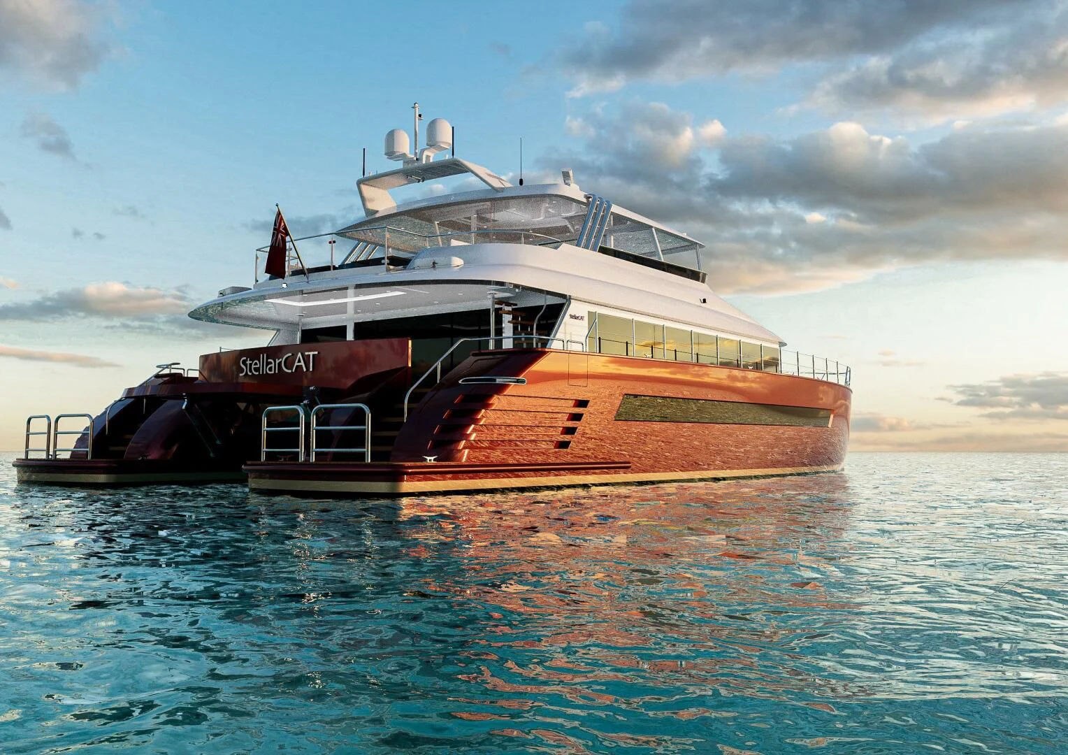 a large boat in the water aboard STELLARCAT AL2502 Yacht for Sale
