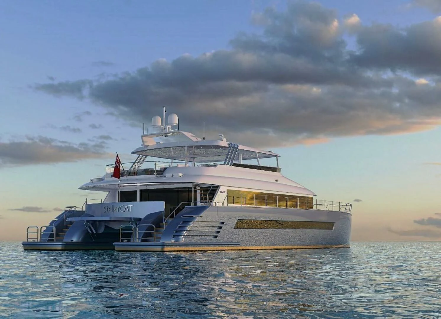 a boat on the water aboard STELLARCAT AL2502 Yacht for Sale