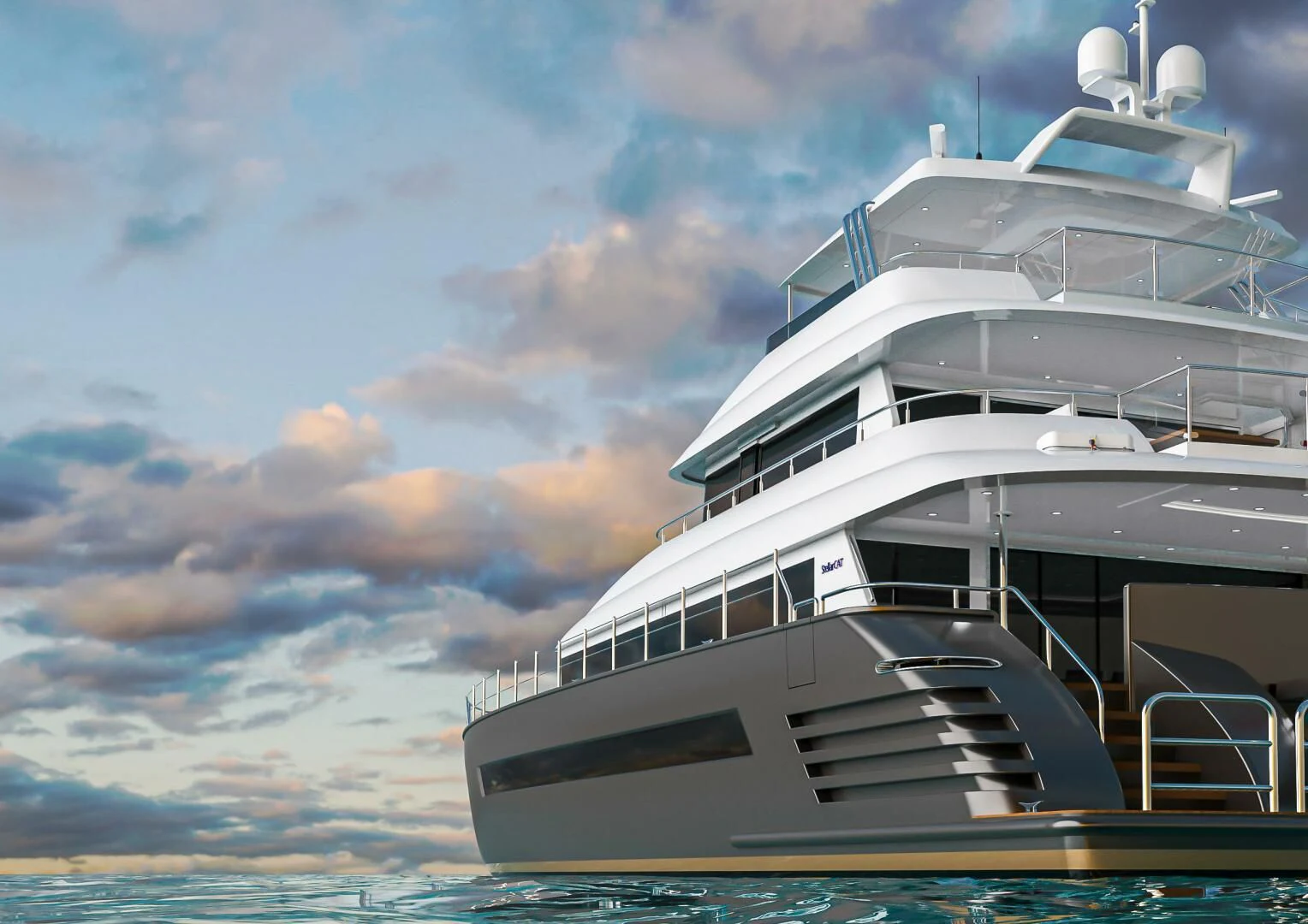a boat on the water aboard STELLARCAT AL2502 Yacht for Sale
