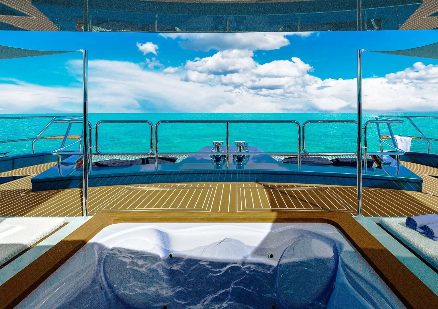 a boat on the water aboard STELLARCAT AL2502 Yacht for Sale