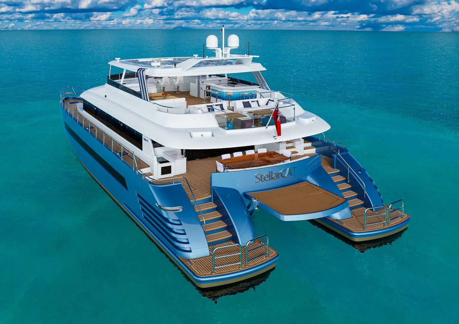 a large ship in the water aboard STELLARCAT AL2502 Yacht for Sale