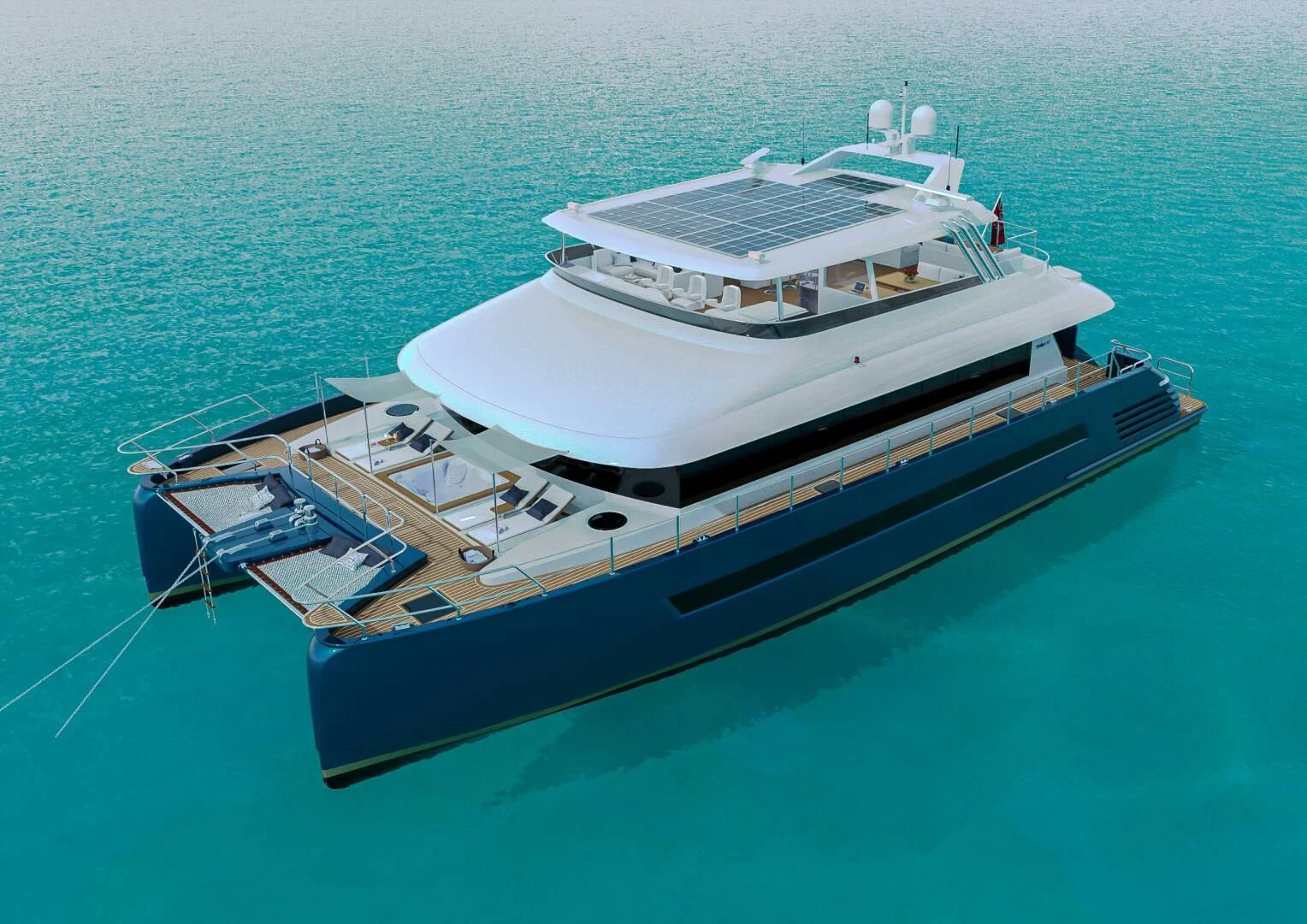 a boat on the water aboard STELLARCAT AL2502 Yacht for Sale