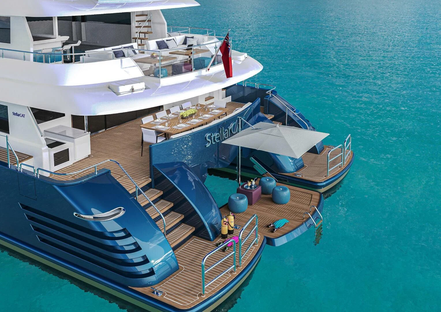 a boat docked at a pier aboard STELLARCAT AL2502 Yacht for Sale