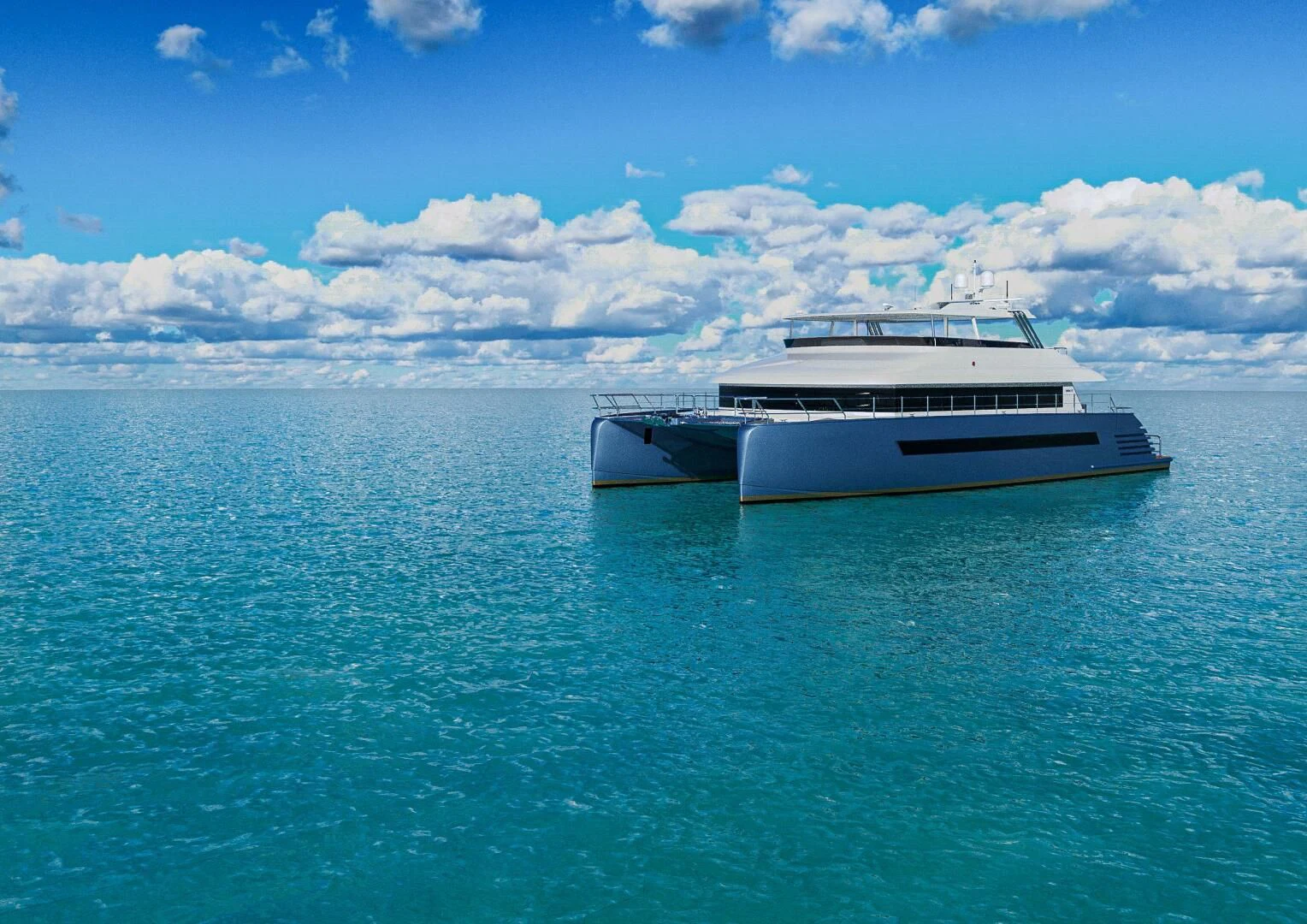a boat in the water aboard STELLARCAT AL2502 Yacht for Sale