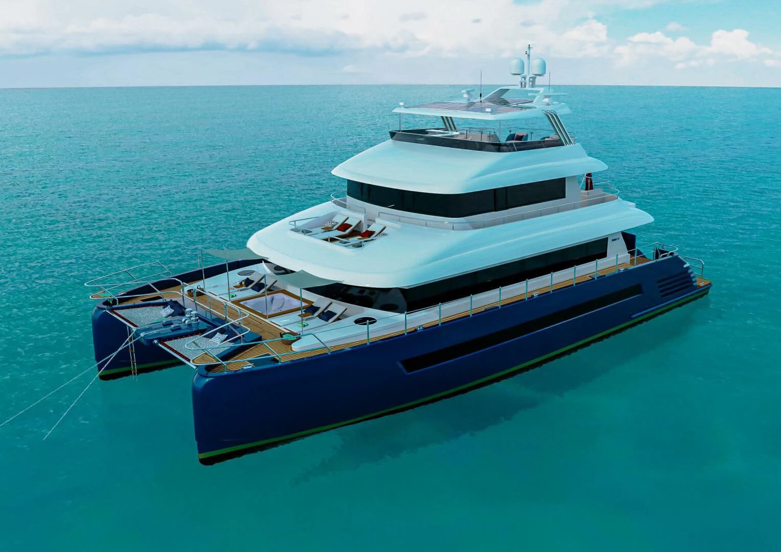 a boat in the water aboard STELLARCAT AL2502 Yacht for Sale