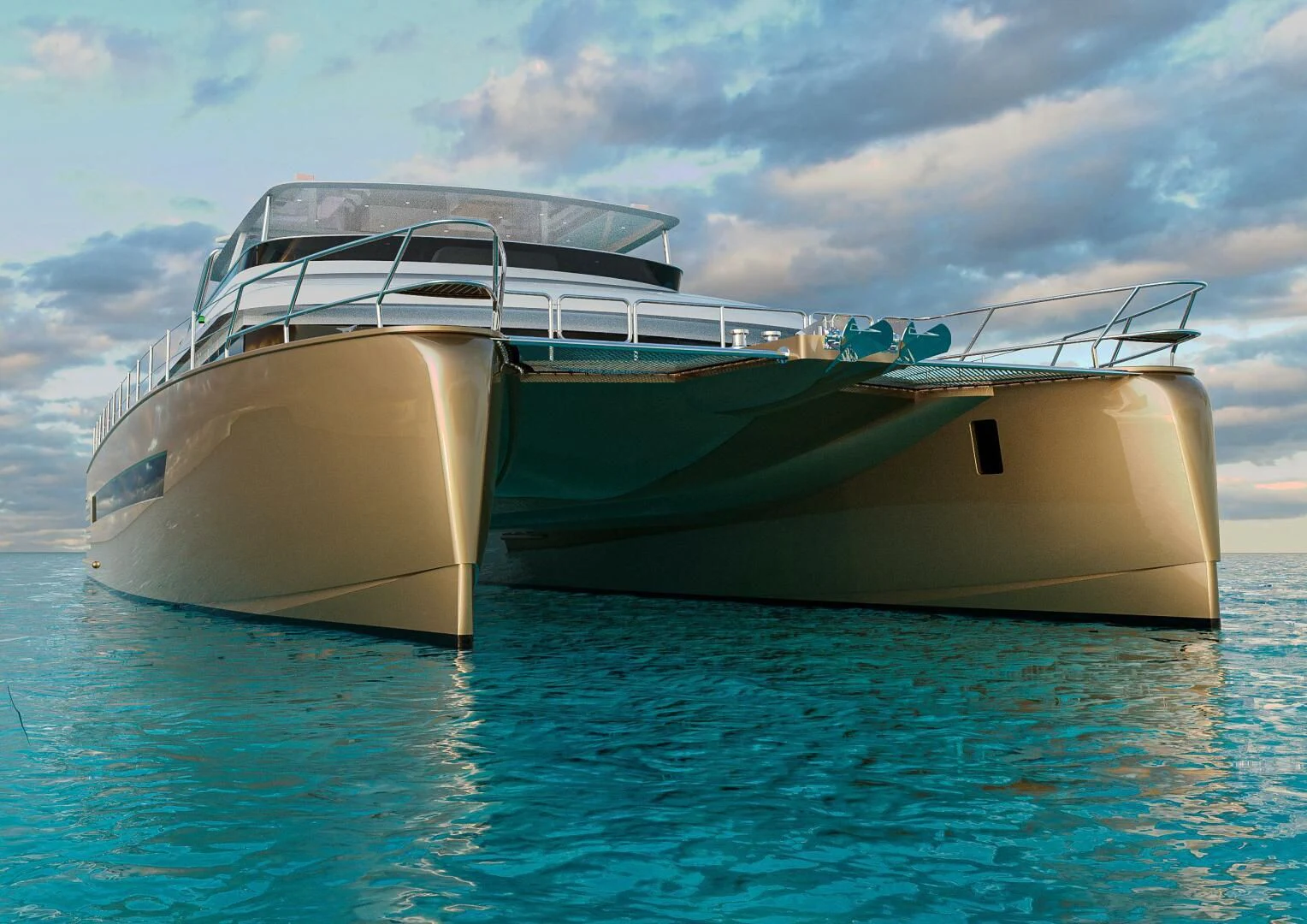 a boat in the water aboard STELLARCAT AL2502 Yacht for Sale