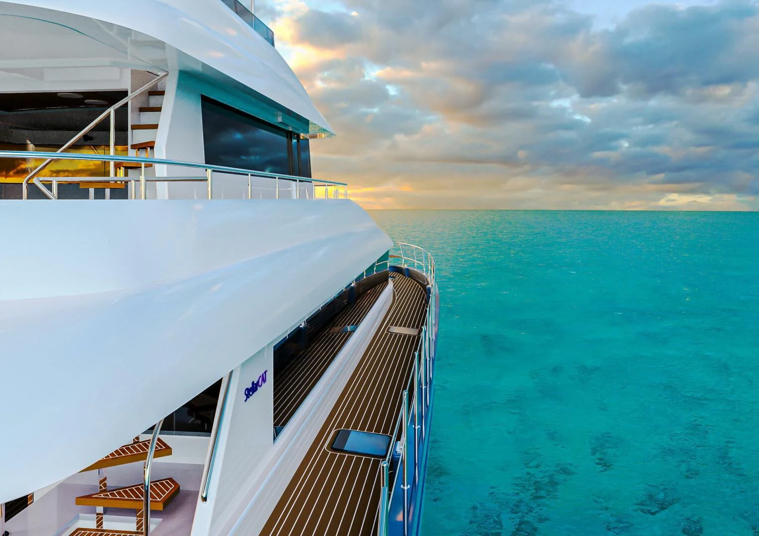 a boat on the water aboard STELLARCAT AL2502 Yacht for Sale