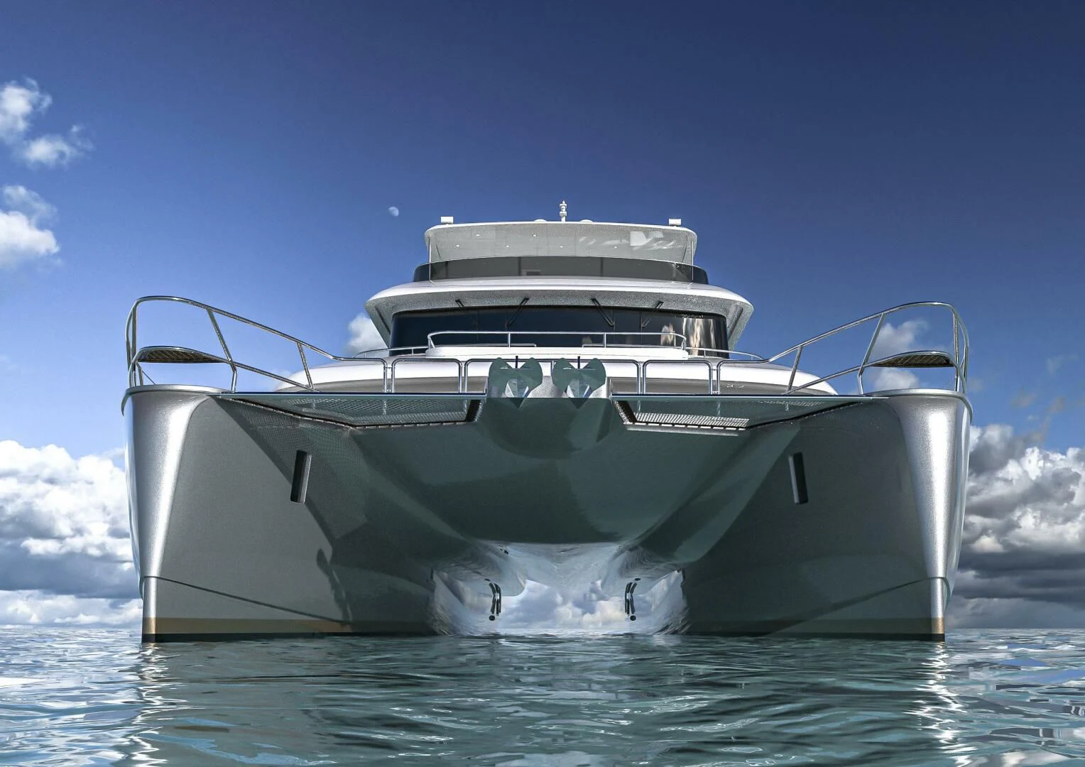 a boat in the water aboard STELLARCAT AL2502 Yacht for Sale