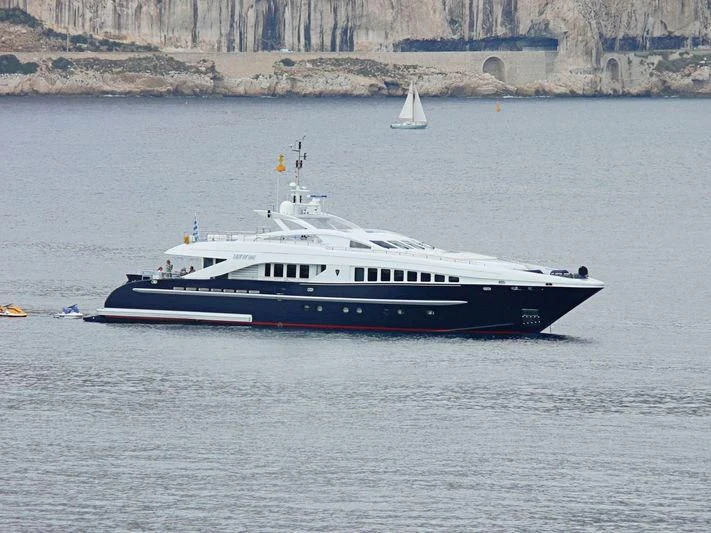a boat on the water aboard LET IT BE M Yacht for Sale