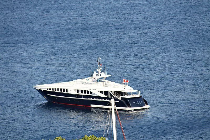 a large white boat in the water aboard LET IT BE M Yacht for Sale