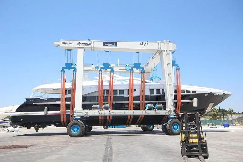a large white container with a ladder aboard LET IT BE M Yacht for Sale