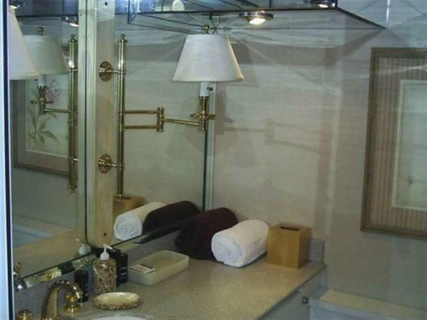 a bathroom with a large mirror aboard THE BEST DAY Yacht for Sale