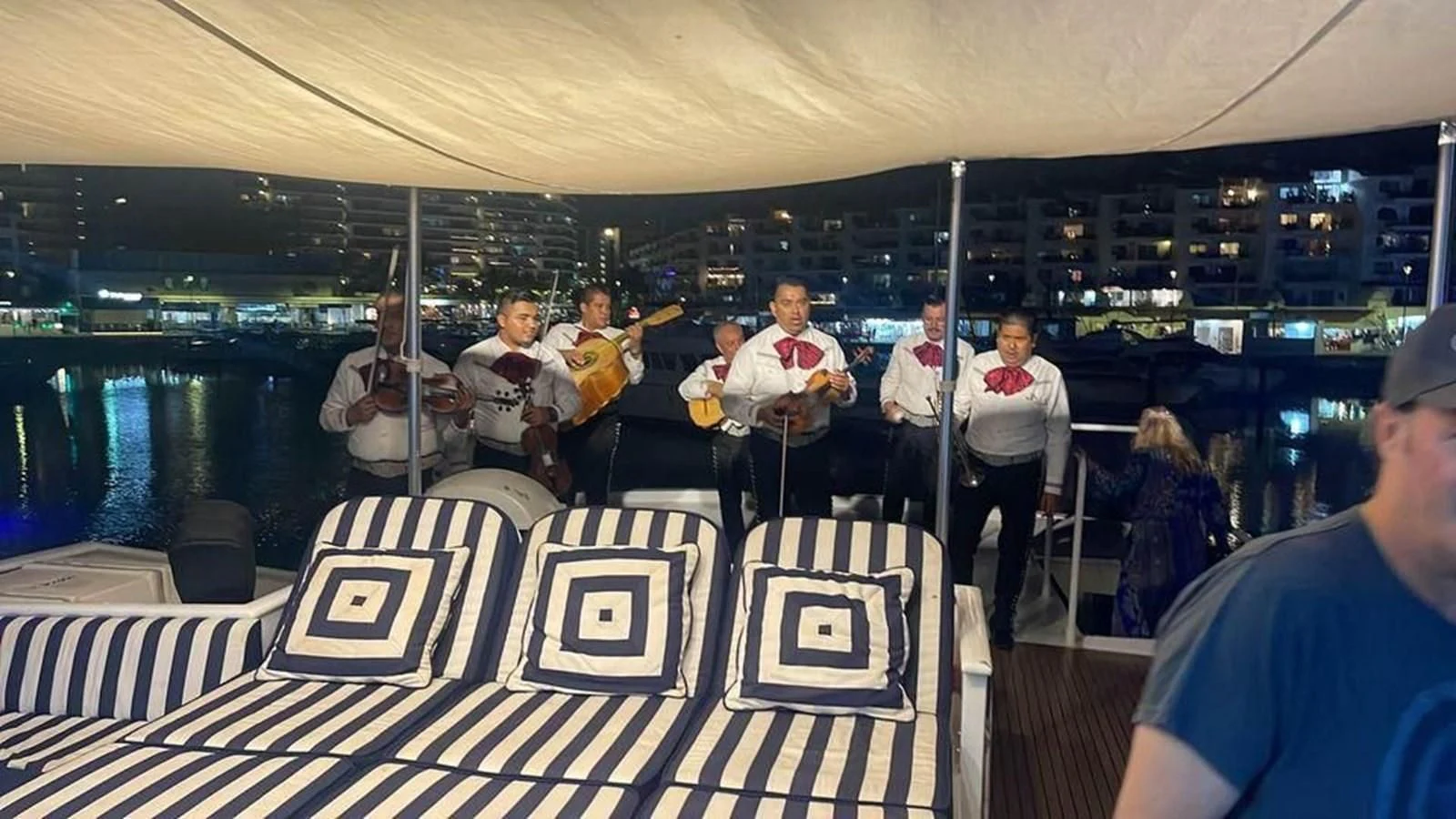 a group of people playing instruments on a boat aboard THE BEST DAY Yacht for Sale