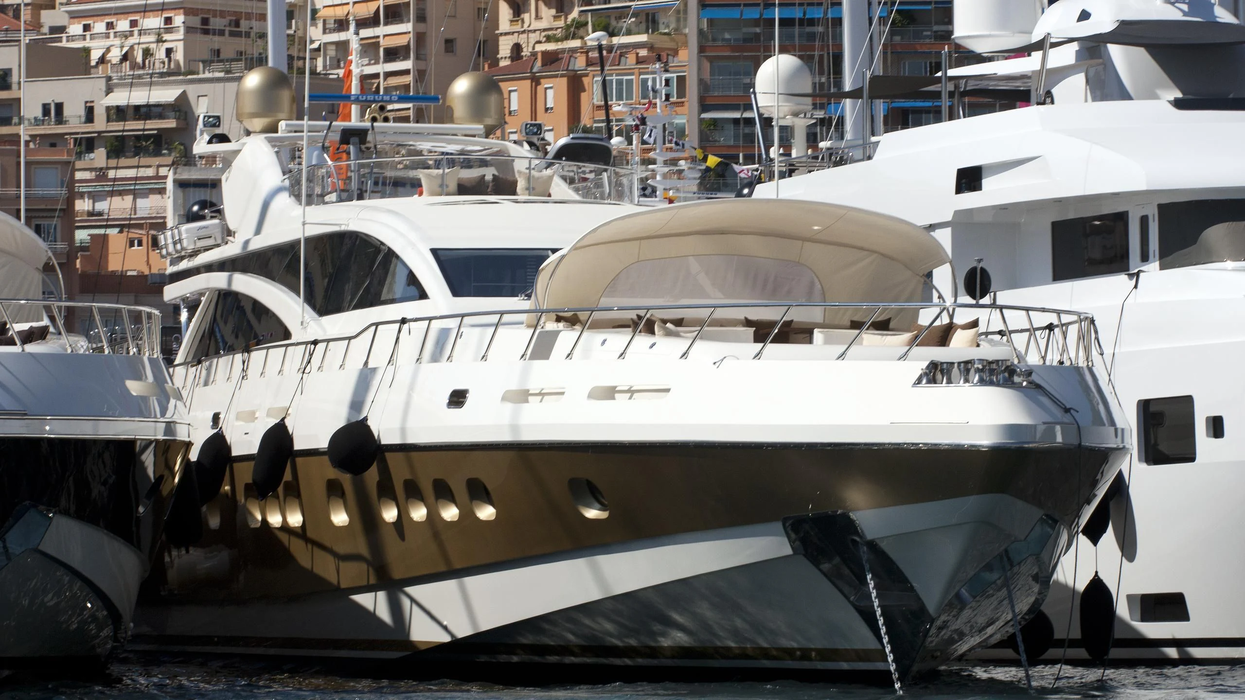 a boat parked in a harbor aboard ANTELOPE IV Yacht for Sale