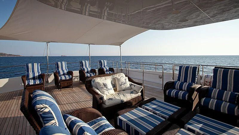 a large boat on the water aboard EMELINA Yacht for Sale