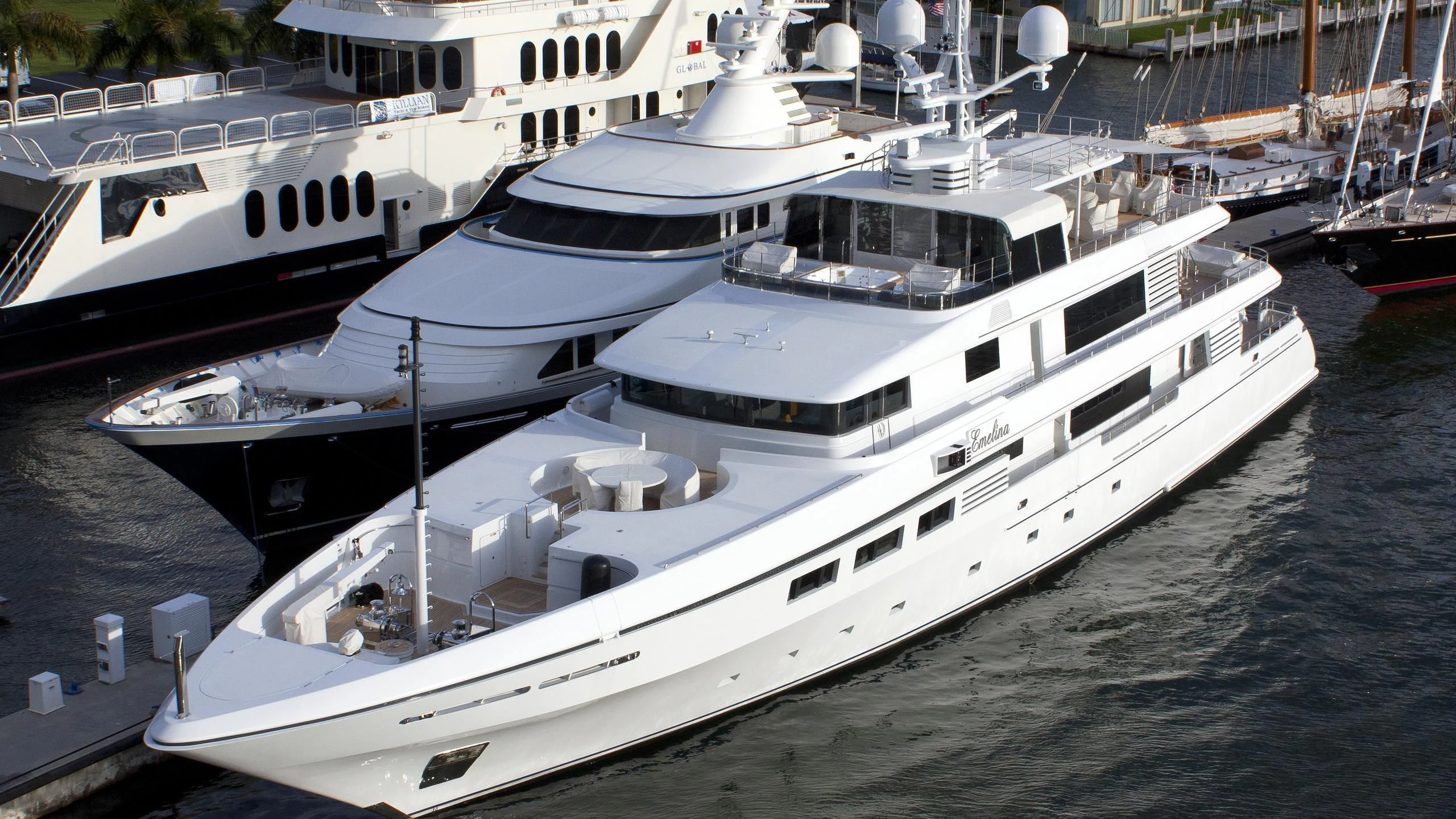a group of boats docked aboard EMELINA Yacht for Sale