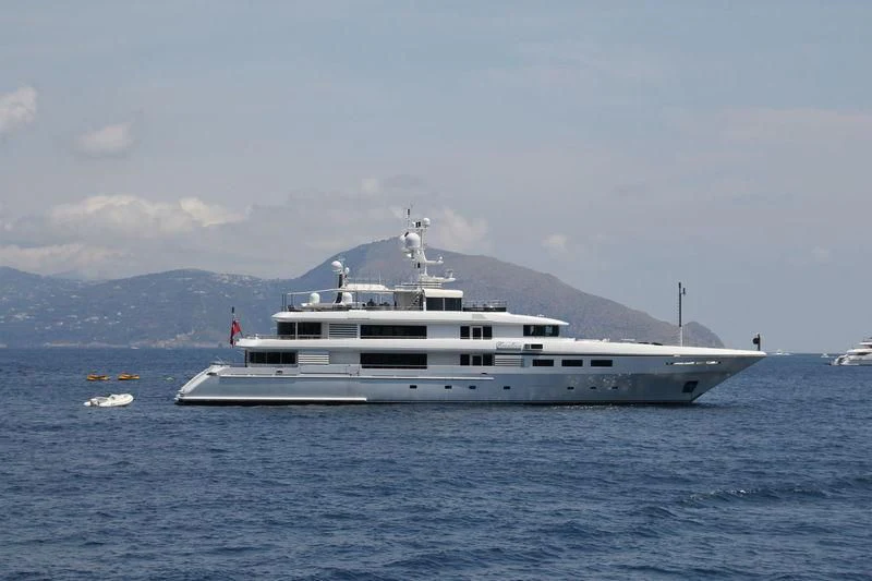 a large cruise ship in the water aboard EMELINA Yacht for Sale