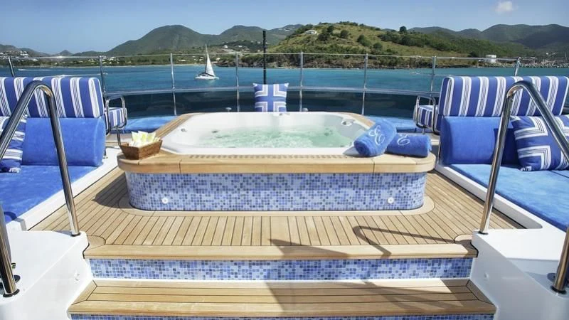 a swimming pool on a deck aboard EMELINA Yacht for Sale