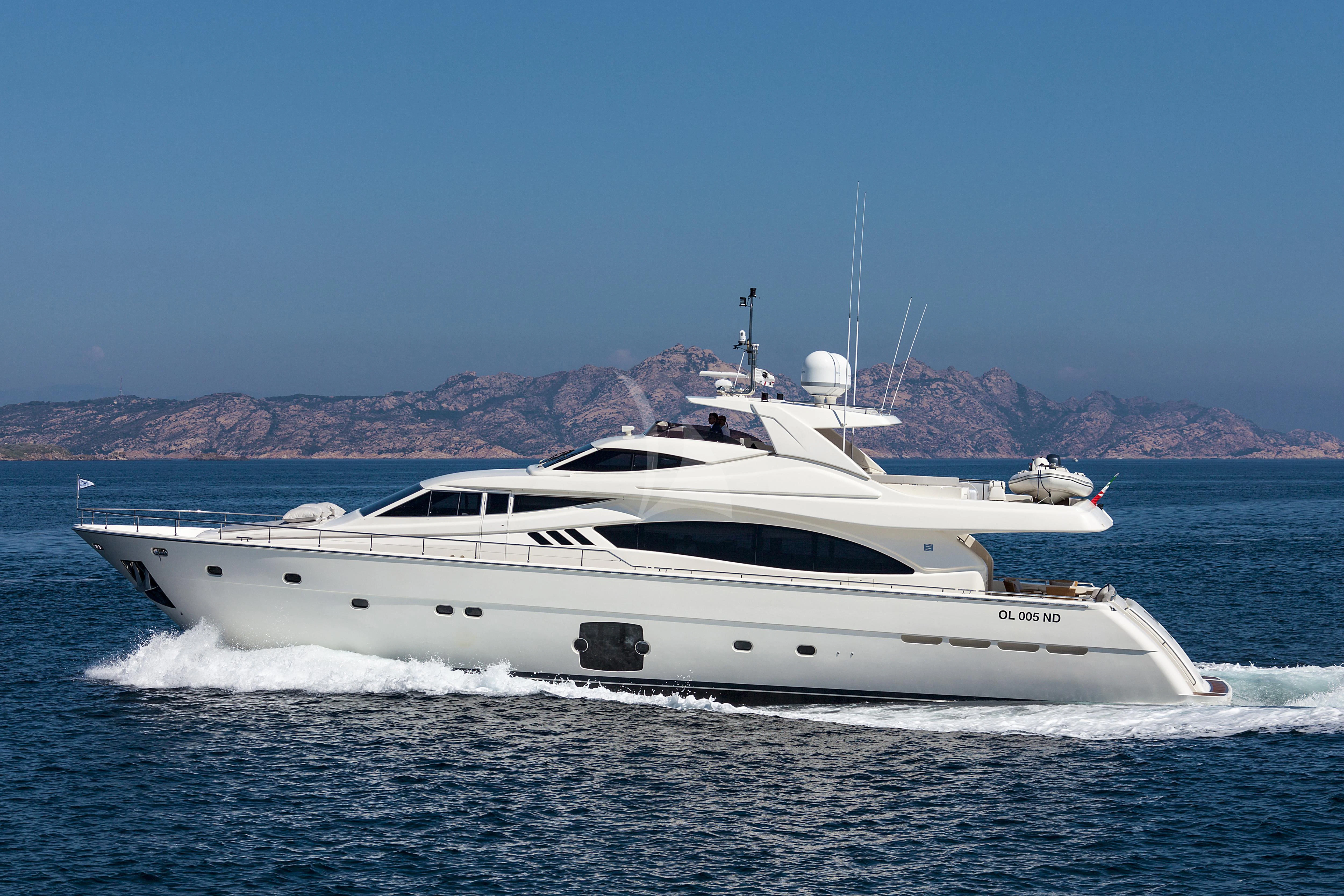 a white yacht on the water aboard PORTHOS SANS ABRI Yacht for Sale