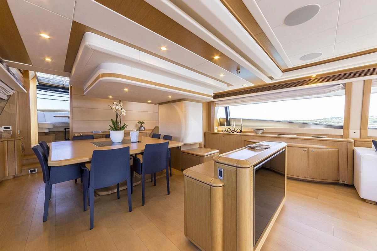a large open office space aboard PORTHOS SANS ABRI Yacht for Sale