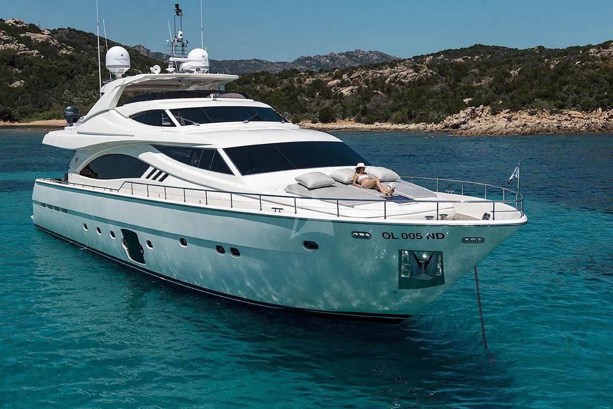 a white boat in the water aboard PORTHOS SANS ABRI Yacht for Sale
