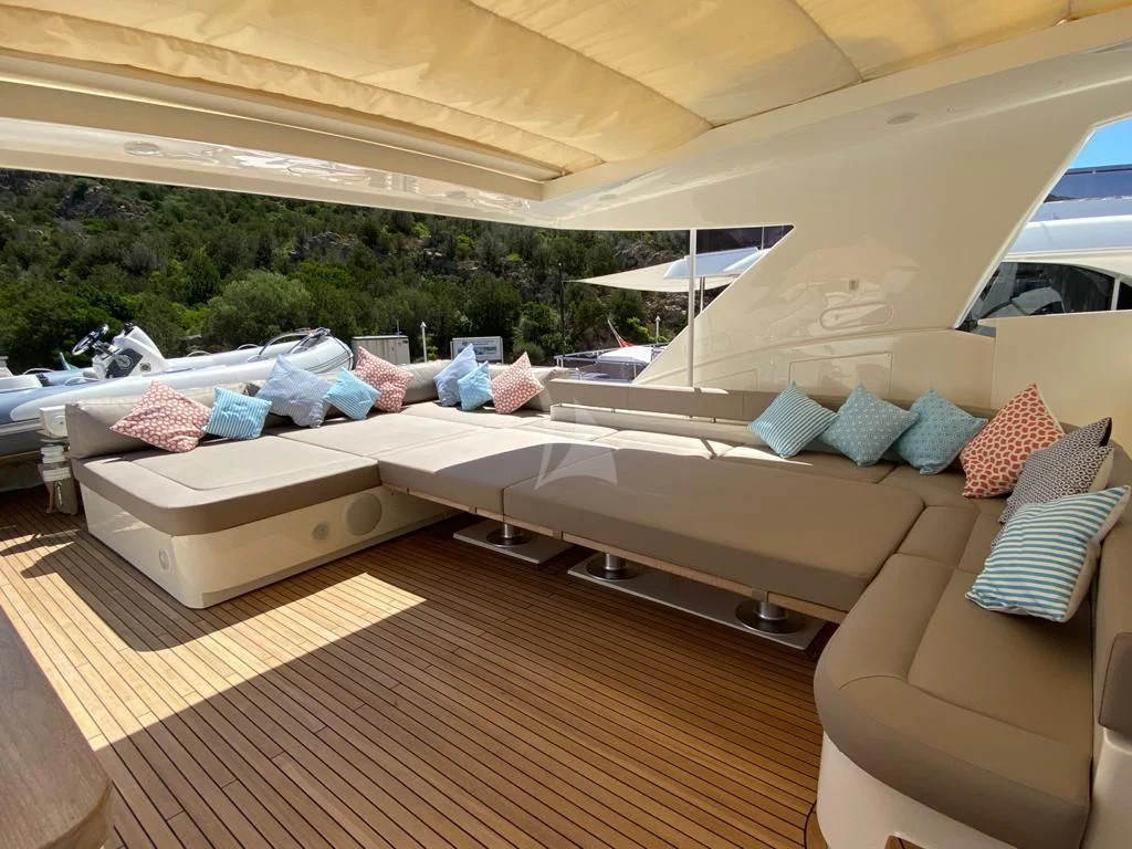 a large bed in a tent aboard PORTHOS SANS ABRI Yacht for Sale
