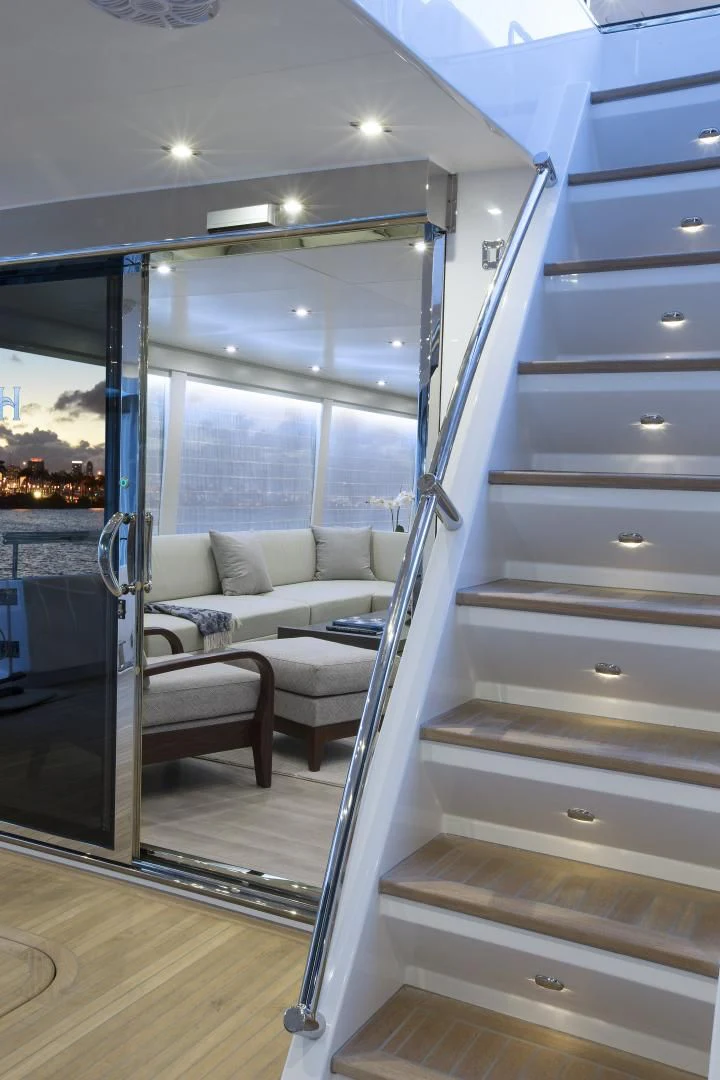 a room with a couch and a window aboard SEASEID Yacht for Sale