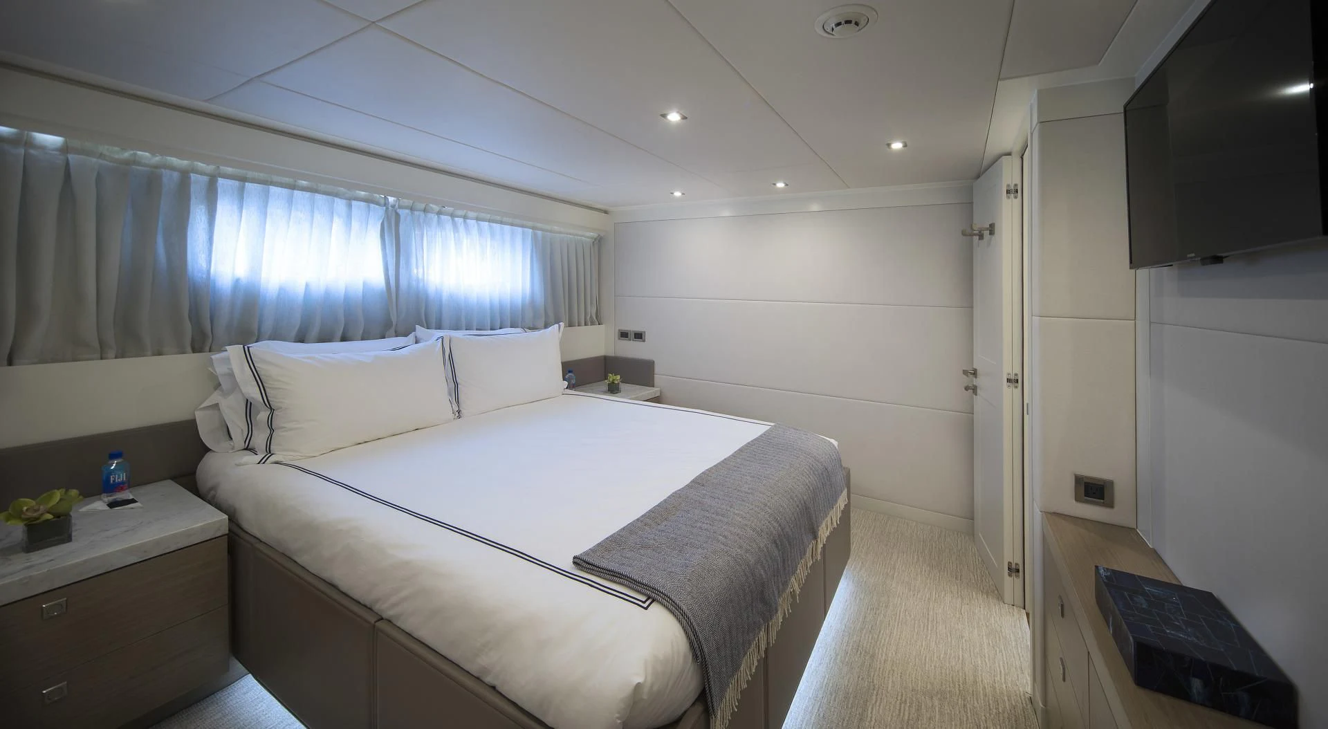 a room with two beds aboard SEASEID Yacht for Sale