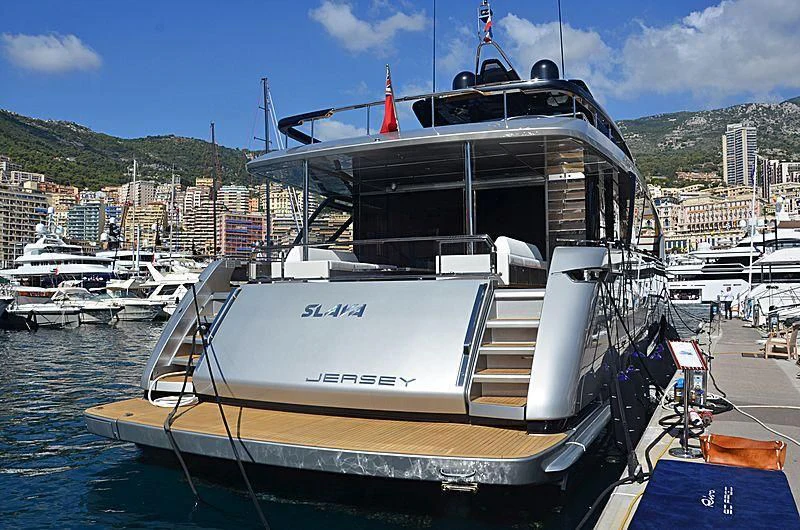 a boat in the water aboard SLAVA Yacht for Sale