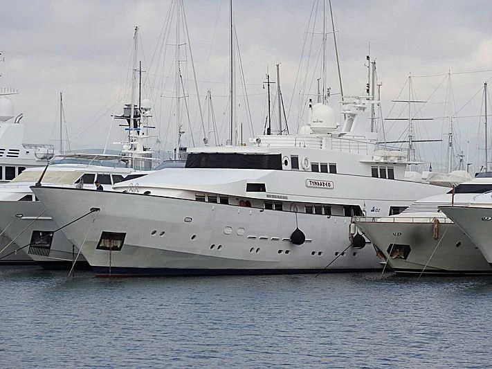 a large white yacht aboard TYNDAREO Yacht for Sale